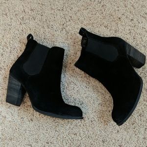 Black suede Steve Madden ankle booties